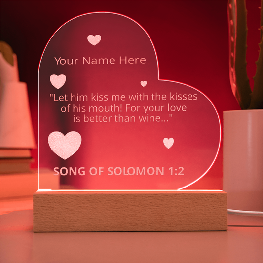 Song of Solomon Gift  Valentines Day Bible Verse On LED Acrylic Photo Frame Personalized Valentines Days Gift