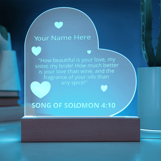 Song of Solomon 4 10 Valentines Day Bible Verse On Engraved LED Acrylic Photo Frame Personalized Valentines Days Gift