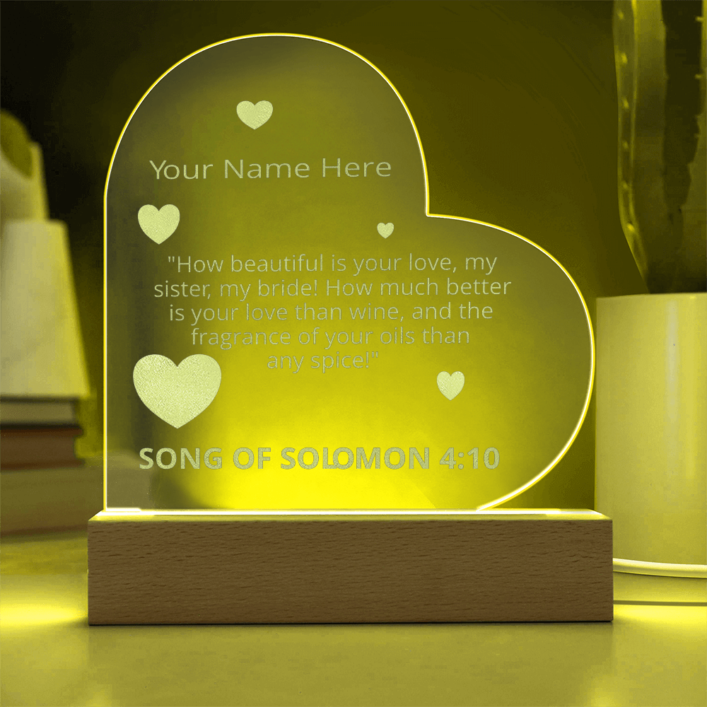 Song of Solomon 4 10 Valentines Day Bible Verse On Engraved LED Acrylic Photo Frame Personalized Valentines Days Gift