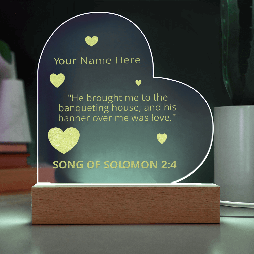 Christian Romance Song of Solomon Valentines Day Bible Verse Engraved LED Acrylic Photo Frame Personalized Valentines Days Gift