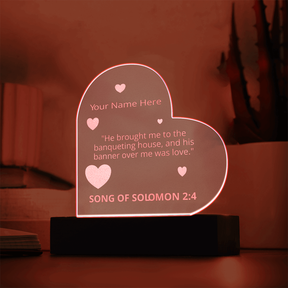 Christian Romance Song of Solomon Valentines Day Bible Verse Engraved LED Acrylic Photo Frame Personalized Valentines Days Gift