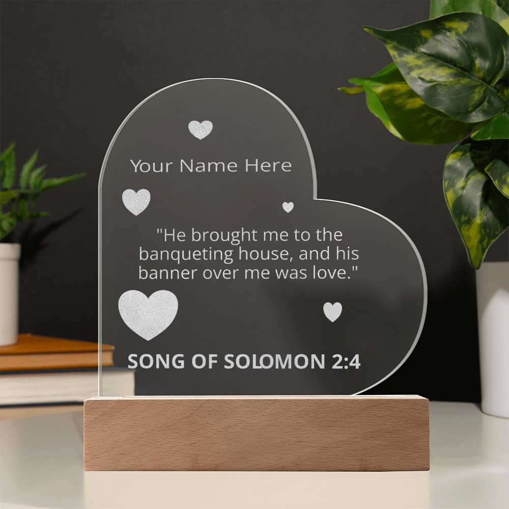 Christian Romance Song of Solomon Valentines Day Bible Verse Engraved LED Acrylic Photo Frame Personalized Valentines Days Gift