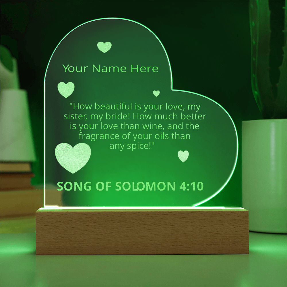 Song of Solomon 4 10 Valentines Day Bible Verse On Engraved LED Acrylic Photo Frame Personalized Valentines Days Gift