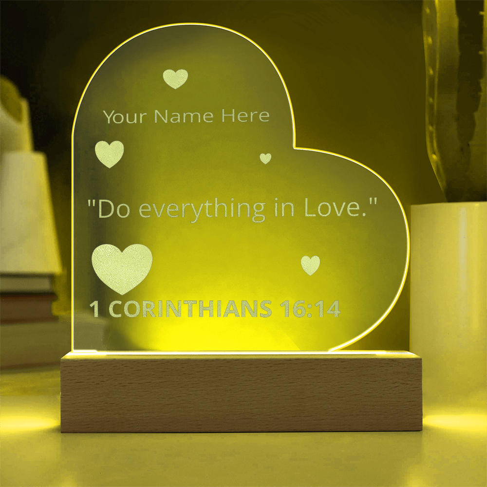 1 Corinthians 16: 4 Do Everything In Love Valentines Day Bible Verse Engraved LED Acrylic Photo Frame LED Light Personalized Valentines Days Gift