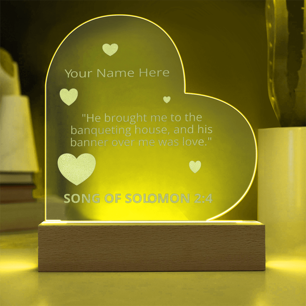 Christian Romance Song of Solomon Valentines Day Bible Verse Engraved LED Acrylic Photo Frame Personalized Valentines Days Gift