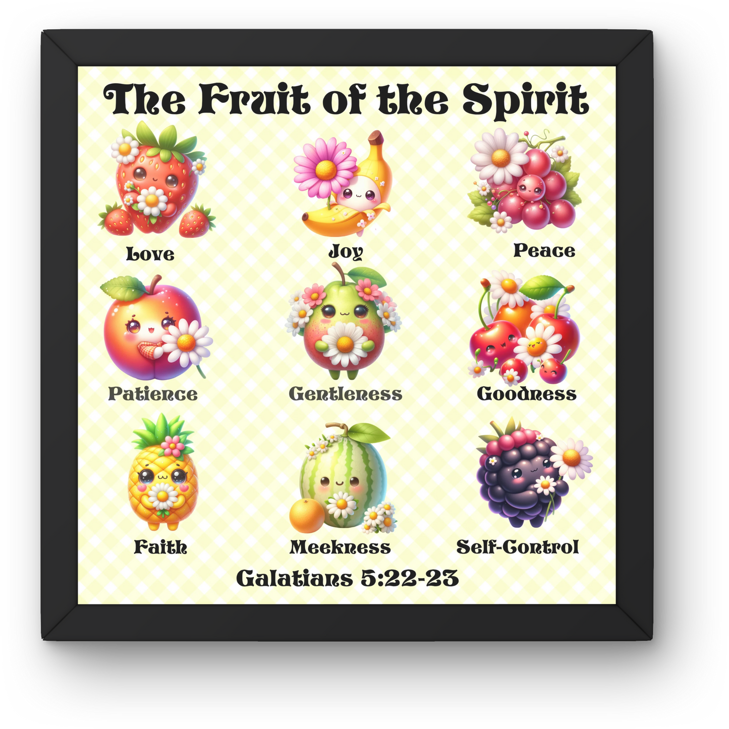 Cute Artful Fruit of the Spirit Art For Children Digital Downloadable Print