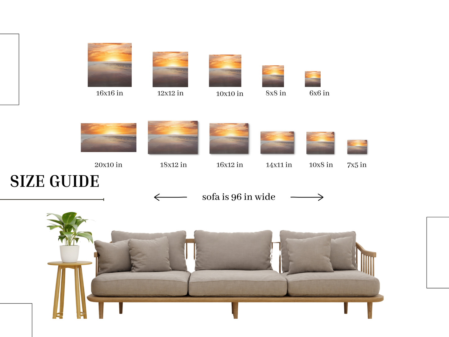 Ocean Beach Wall Art Sunset Photo Canvas Wrap