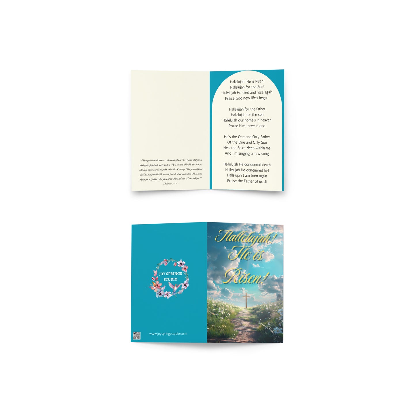 Hallelujah Downloadable He Is Risen Easter Card with Easter Cross Images With Envelope