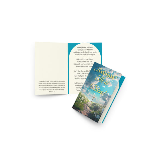 Hallelujah Downloadable He Is Risen Easter Card with Easter Cross Images With Envelope