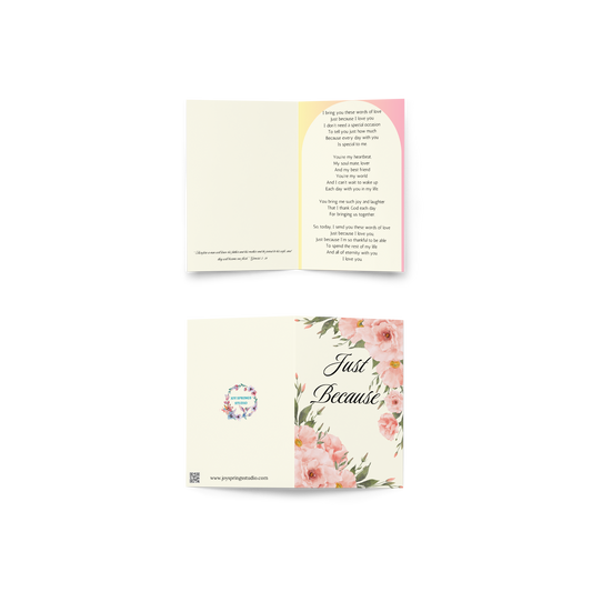 "Just Because" Romantic Love Poem For Spouse Printable Anniversary Card