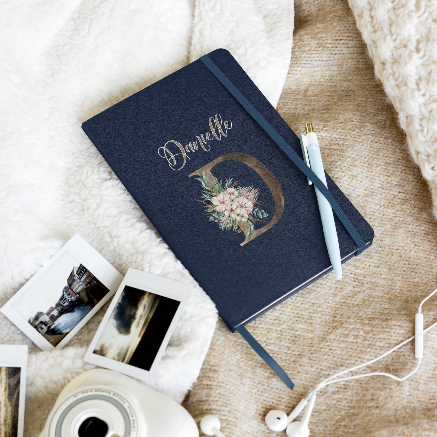 Personalized Elegant Flowered Monogram Hardcover Journal Notebook