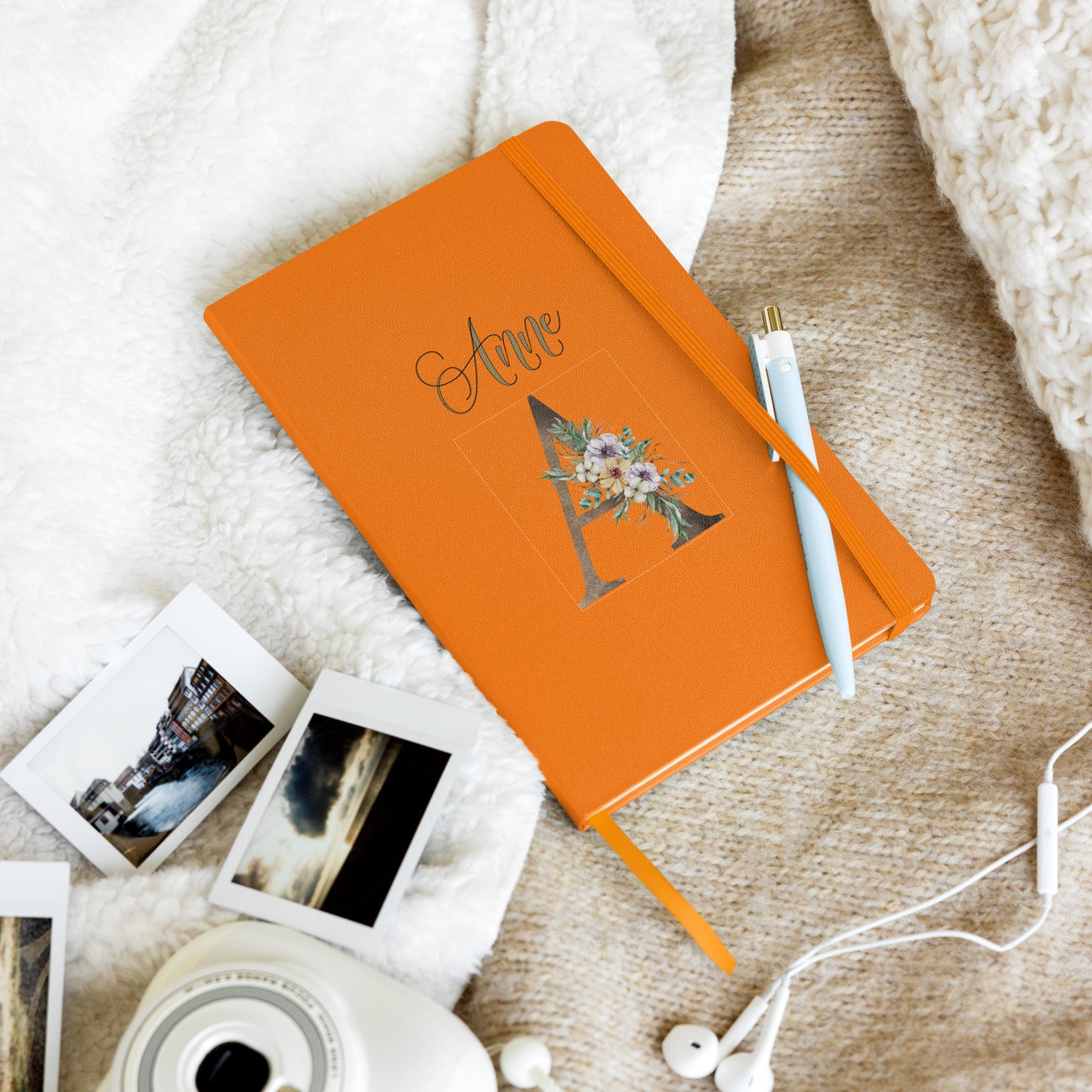 Personalized Elegant Flowered Monogram Hardcover Journal Notebook
