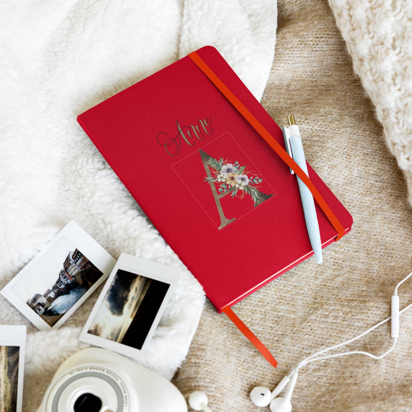 Personalized Elegant Flowered Monogram Hardcover Journal Notebook