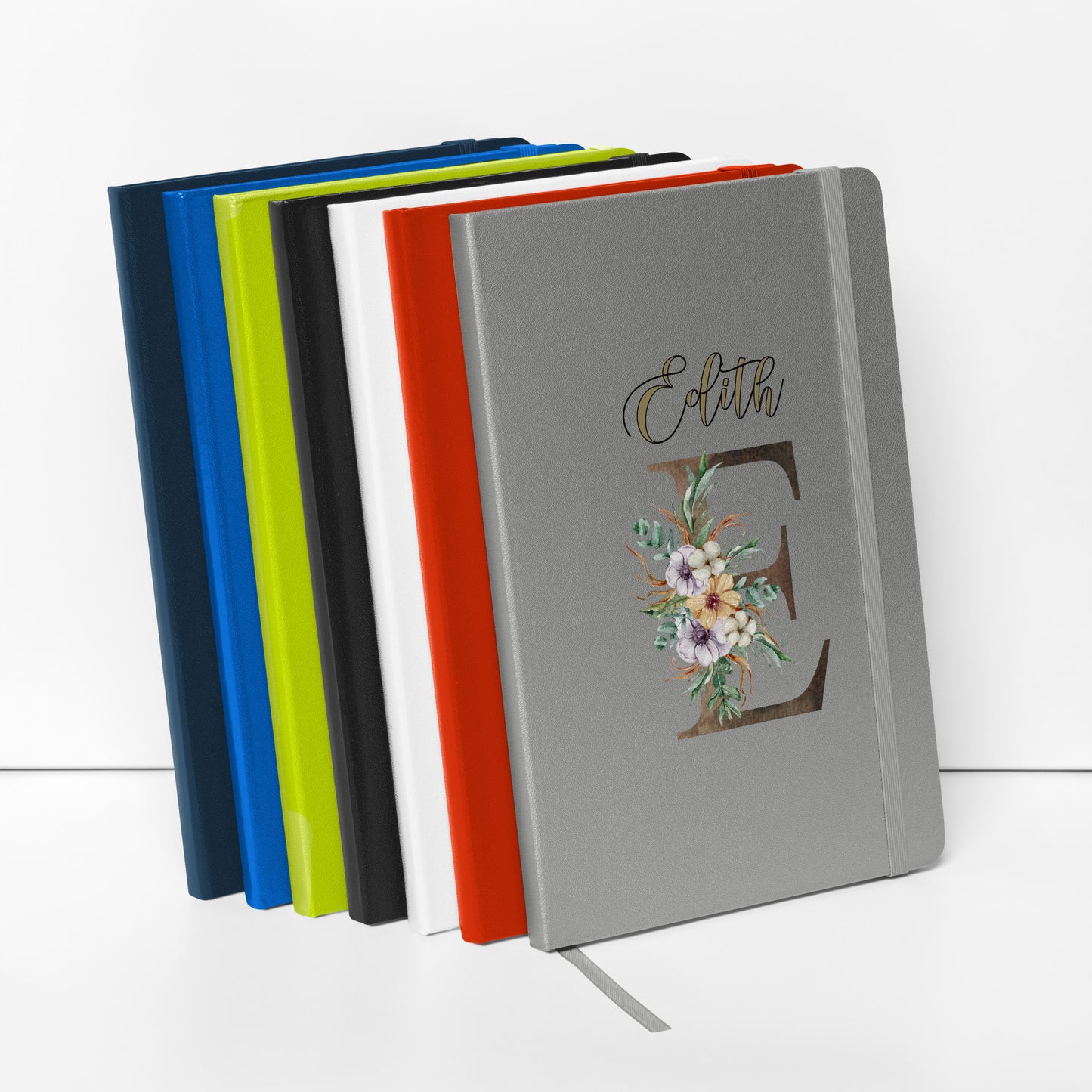 Personalized Elegant Flowered Monogram Hardcover Journal Notebook