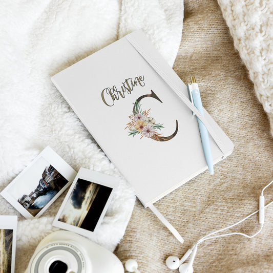 Personalized Elegant Flowered Monogram Hardcover Journal Notebook