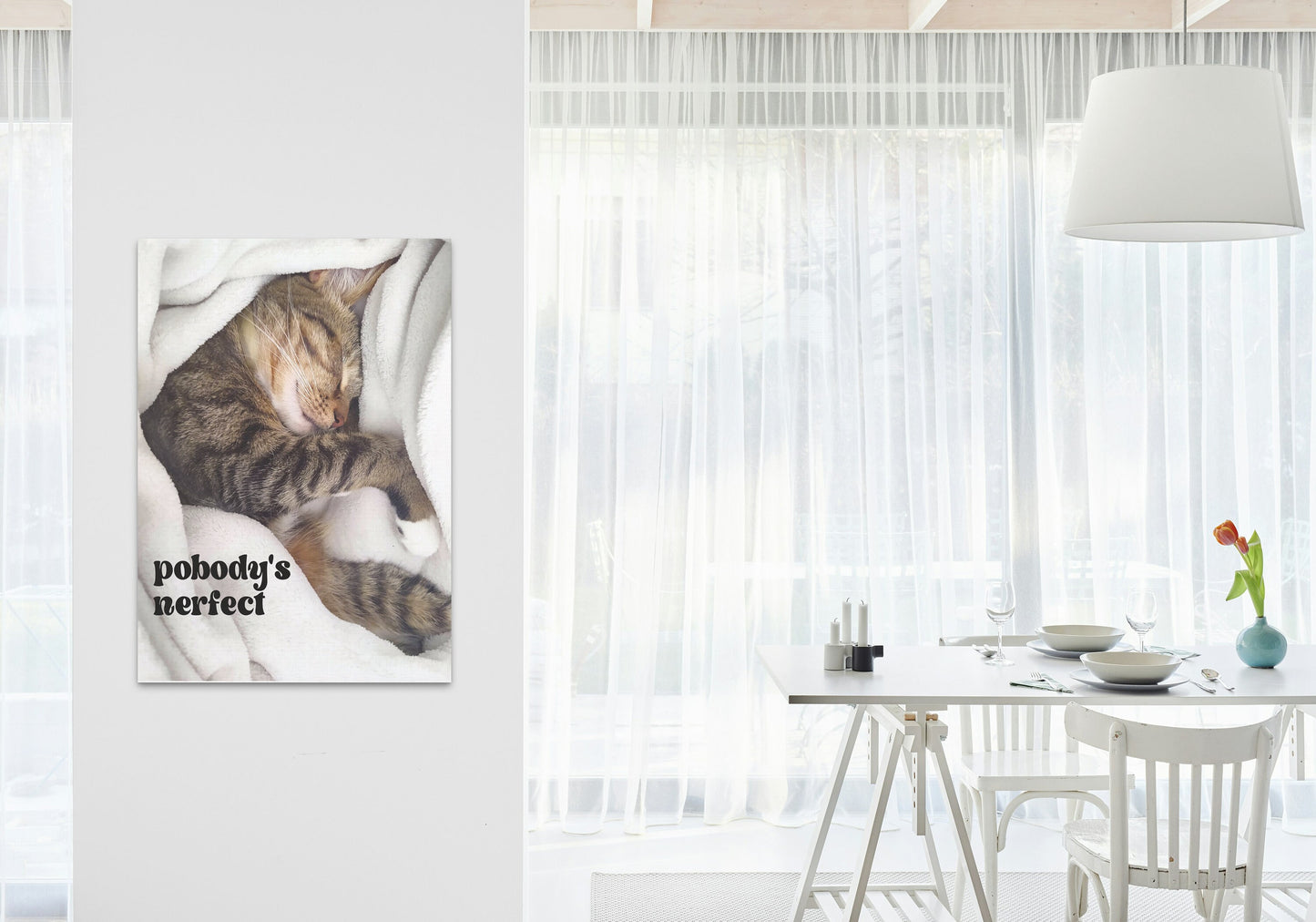 "Pobody's Nerfect" Cute Sleeping Cat Digital Art Print
