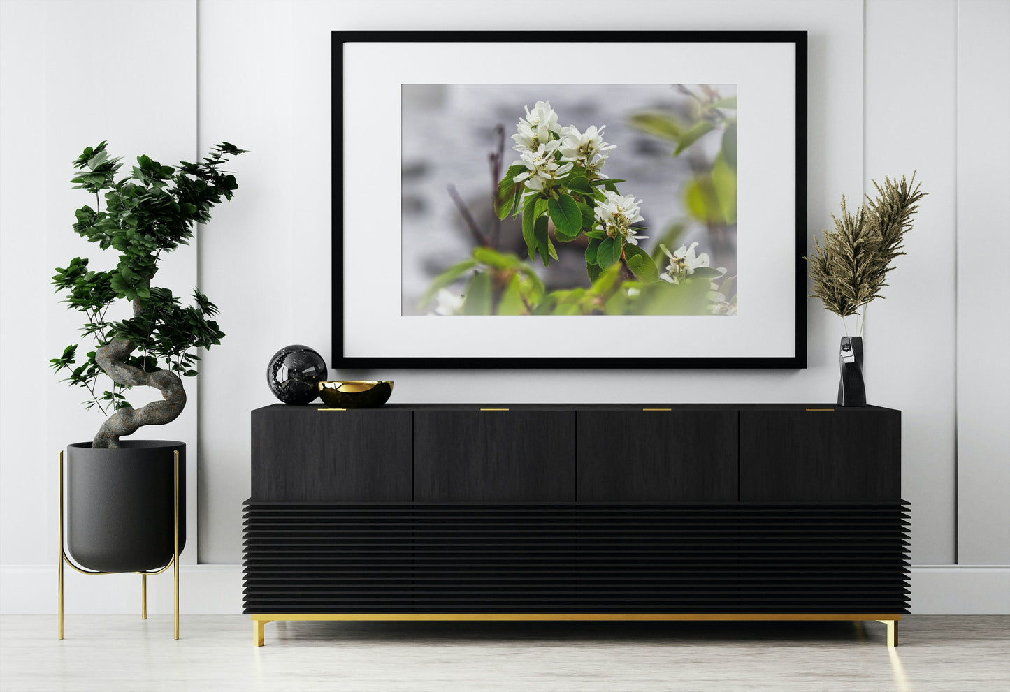 White Juneberry Serviceberry Floral Digital Print