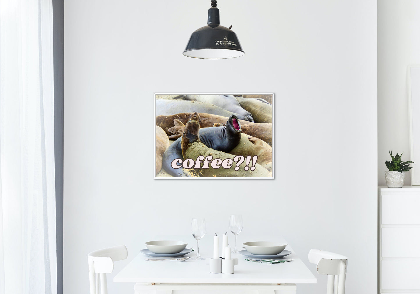 Elephant Seals at San Simeon California "Coffee" Quotes Coastal Digital Print