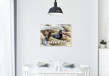 Elephant Seals at San Simeon California "Coffee" Quotes Coastal Digital Print