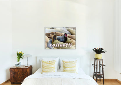 Elephant Seals at San Simeon California "Coffee" Quotes Coastal Digital Print