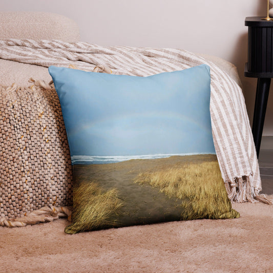 Rainbow Arch Coastal Print Throw Pillow
