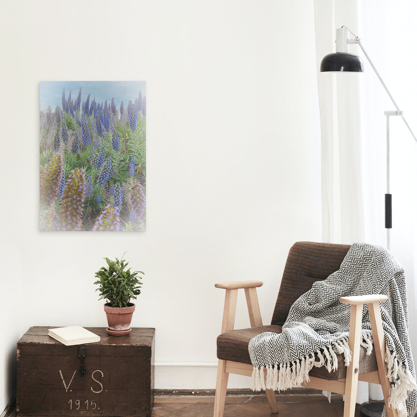 Beautiful Field of Boraginaceae Blue Flowers Digital Print