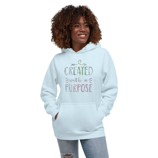 Created With a Purpose Christian Identity Purposeful Life Prayerful Hoodie