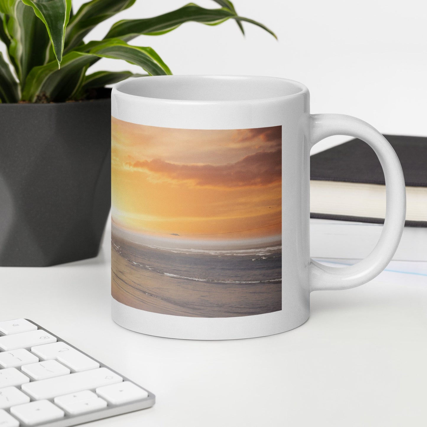 Beach Sunset White Glossy Coffee Mug