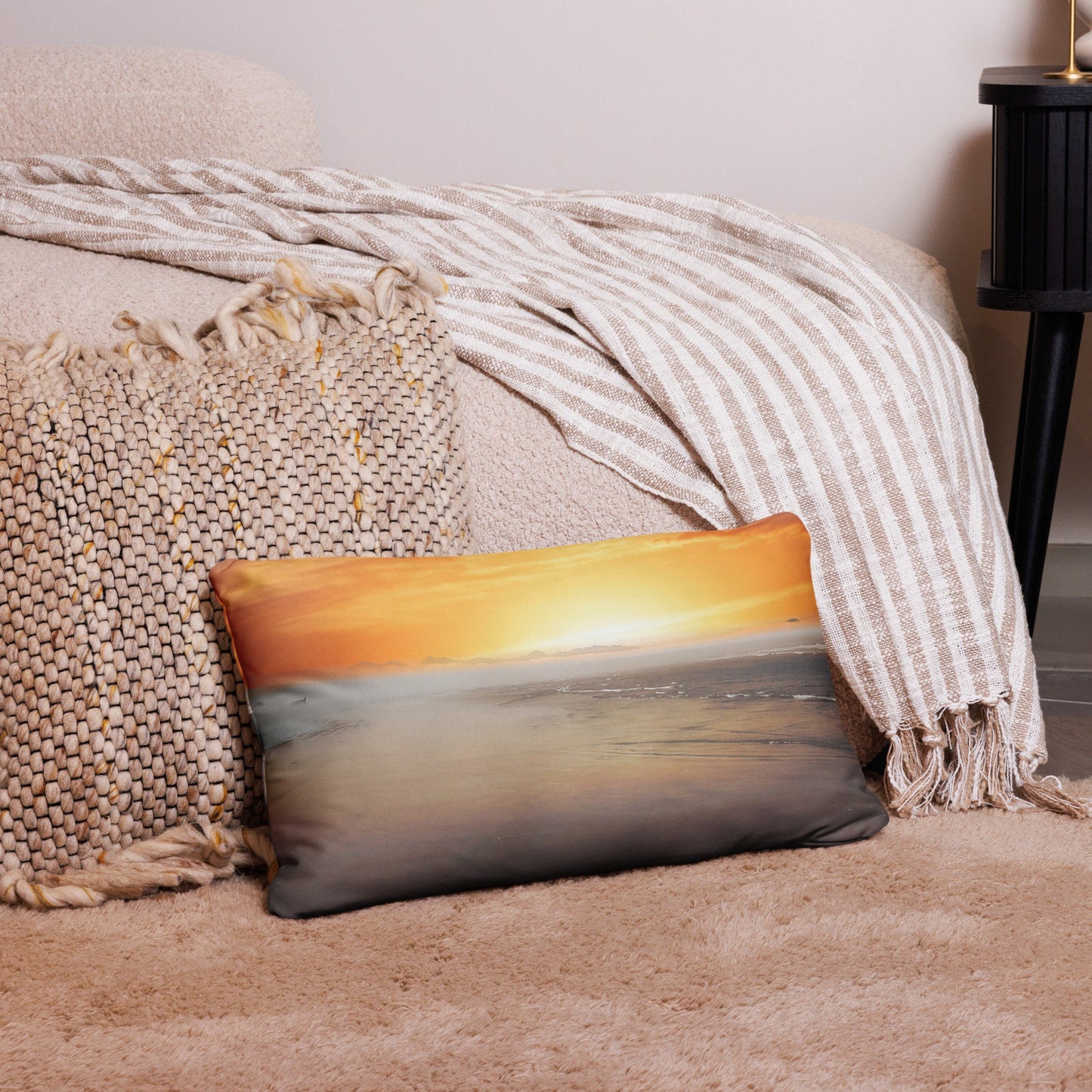 Sunset on the Oregon Coast Ocean Beach Nautical Pillow
