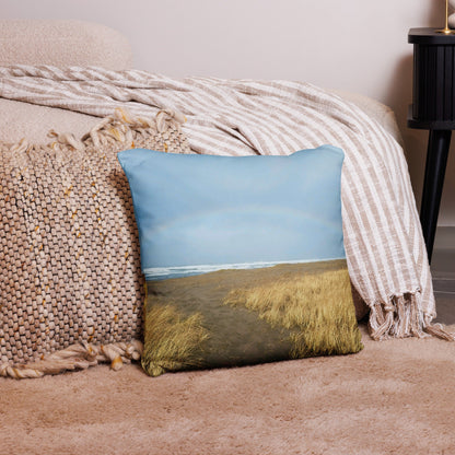 Rainbow Arch Coastal Print Throw Pillow
