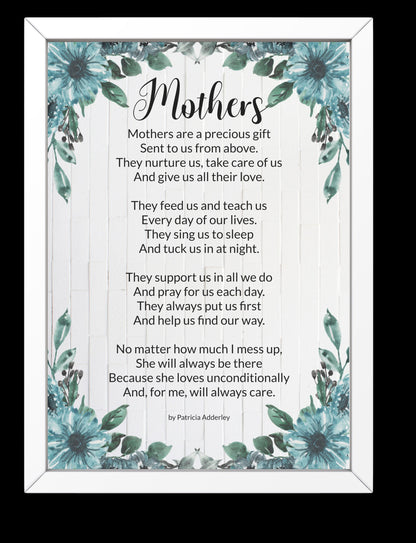Inspirational Mothers Day Poems "Mothers" Digital Downloadable Print