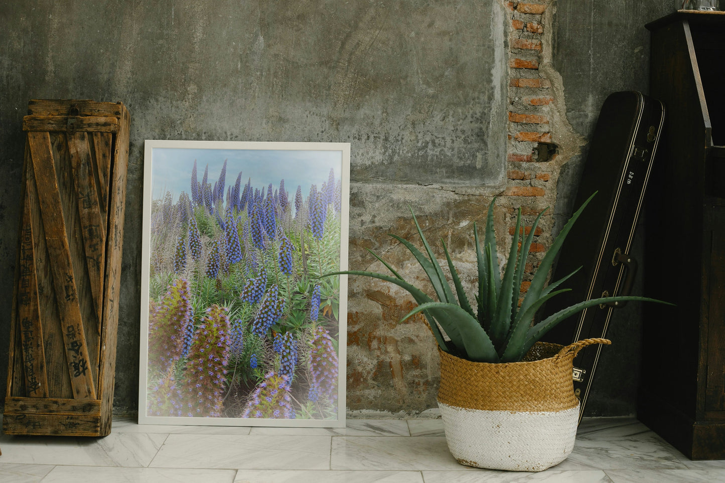 Beautiful Field of Boraginaceae Blue Flowers Digital Print