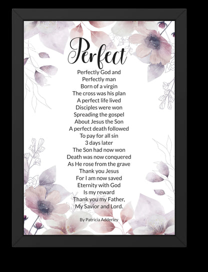 God's Perfect Love Salvation Poem "Perfect" Digital Print