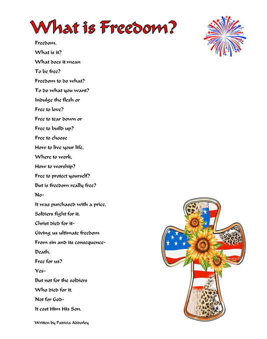 "What is Freedom?" 4th of July Poem Digital Print