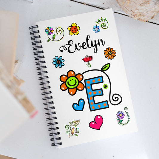 Personalized DOODLE Alphabetical Letters Spiral Notebook