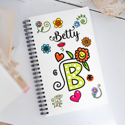 Personalized DOODLE Alphabetical Letters Spiral Notebook