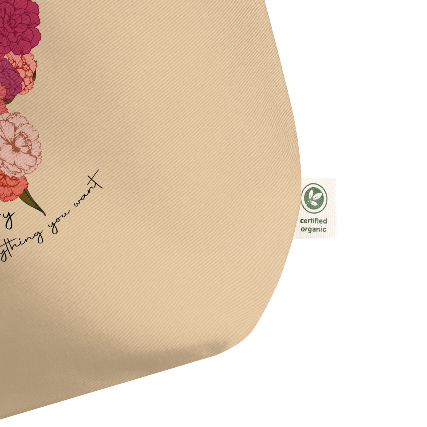 Personalized Name and Birth Month Flower Large Organic Cotton Tote Bag