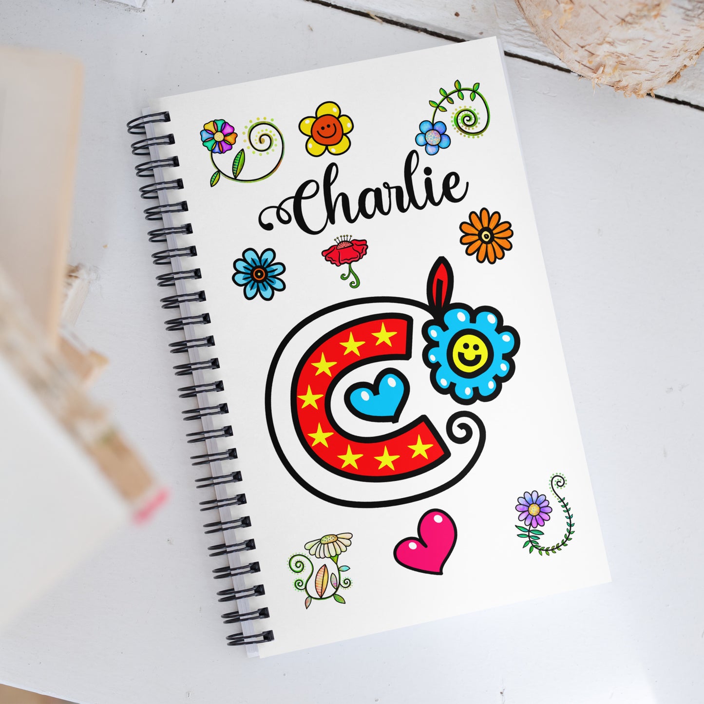 Personalized DOODLE Alphabetical Letters Spiral Notebook