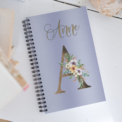 Personalized Elegant Flowered MONOGRAM Spiral Notebook