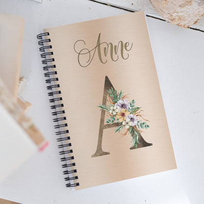 Personalized Elegant Flowered MONOGRAM Spiral Notebook