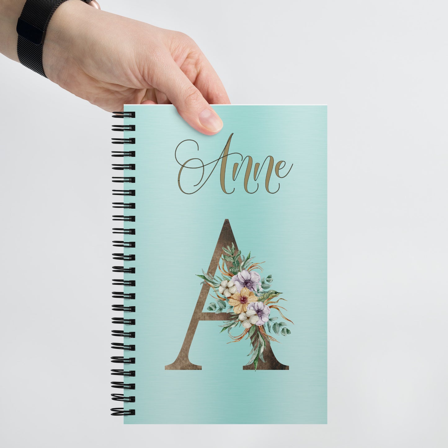 Personalized Elegant Flowered MONOGRAM Spiral Notebook