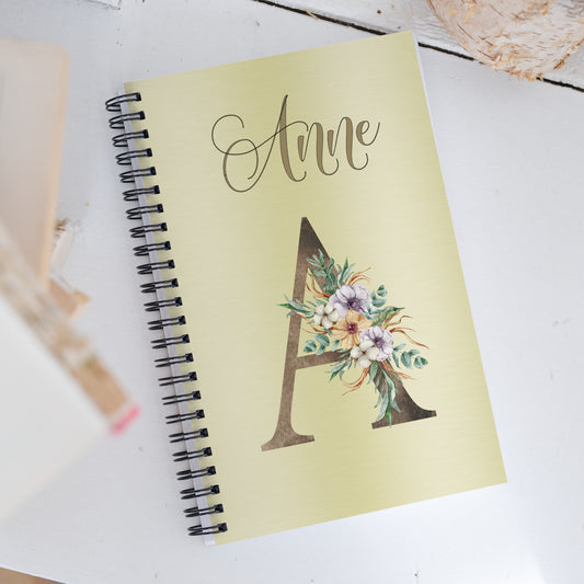 Personalized Elegant Flowered MONOGRAM Spiral Notebook