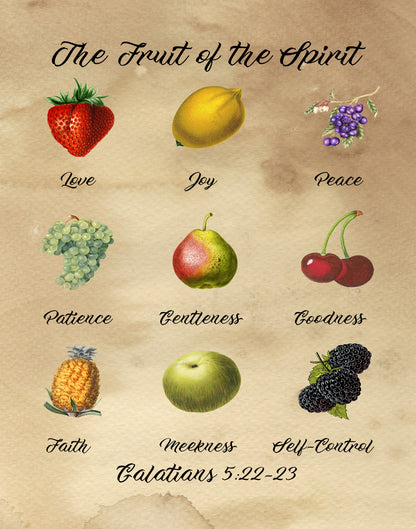 Downloadable Fruit of the Spirit Wall Art Vintage Prints Christian Art Gift
