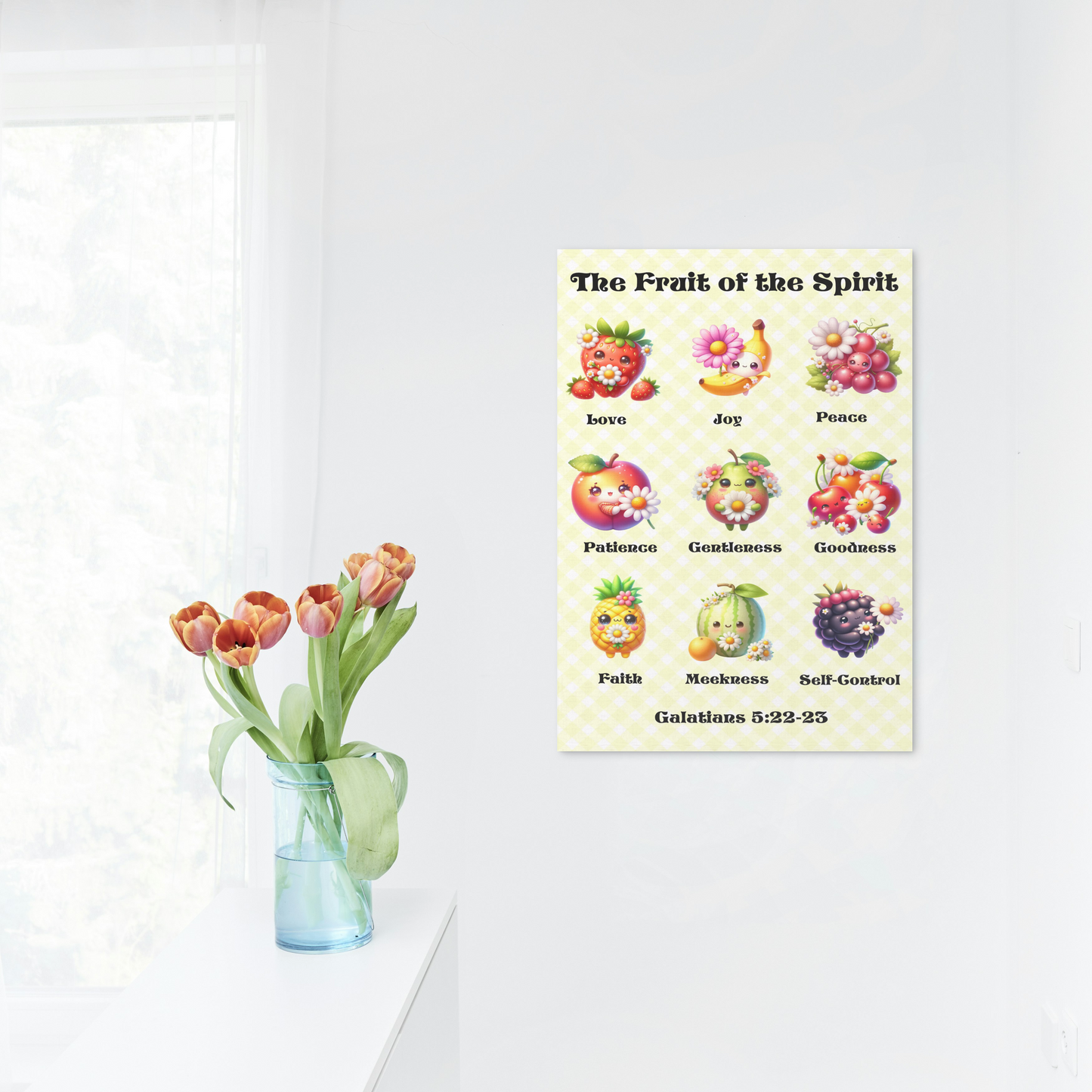 Cute Artful Fruit of the Spirit Art For Children Digital Downloadable Print