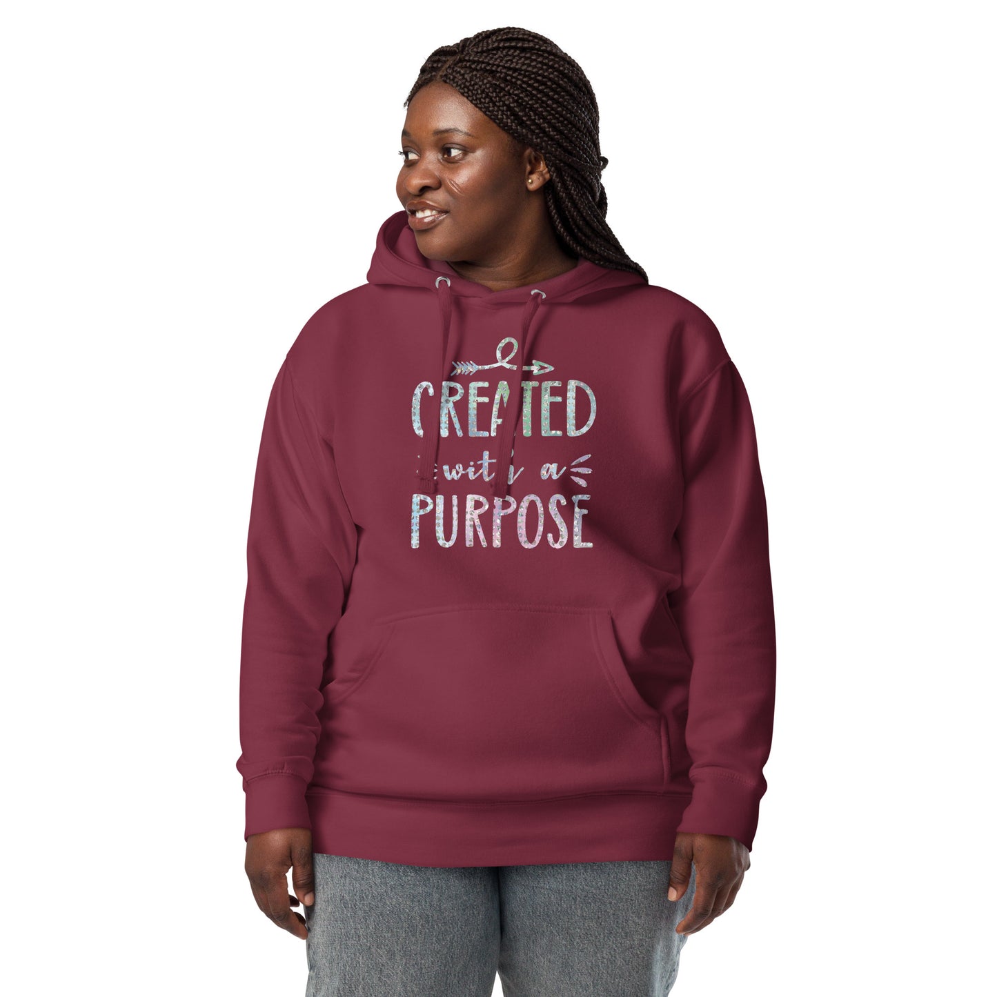 Created With a Purpose Christian Identity Purposeful Life Prayerful Hoodie