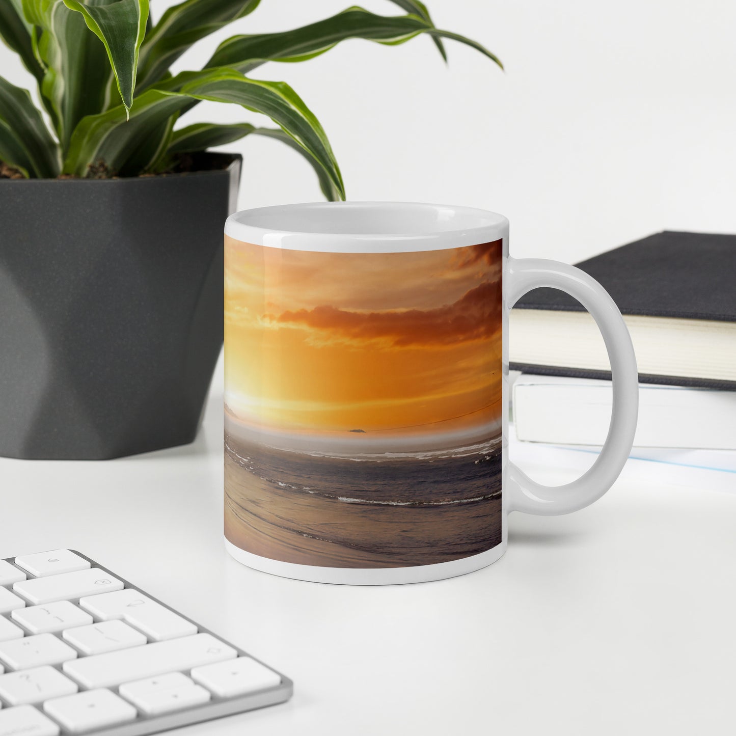 Beach Sunset White Glossy Coffee Mug