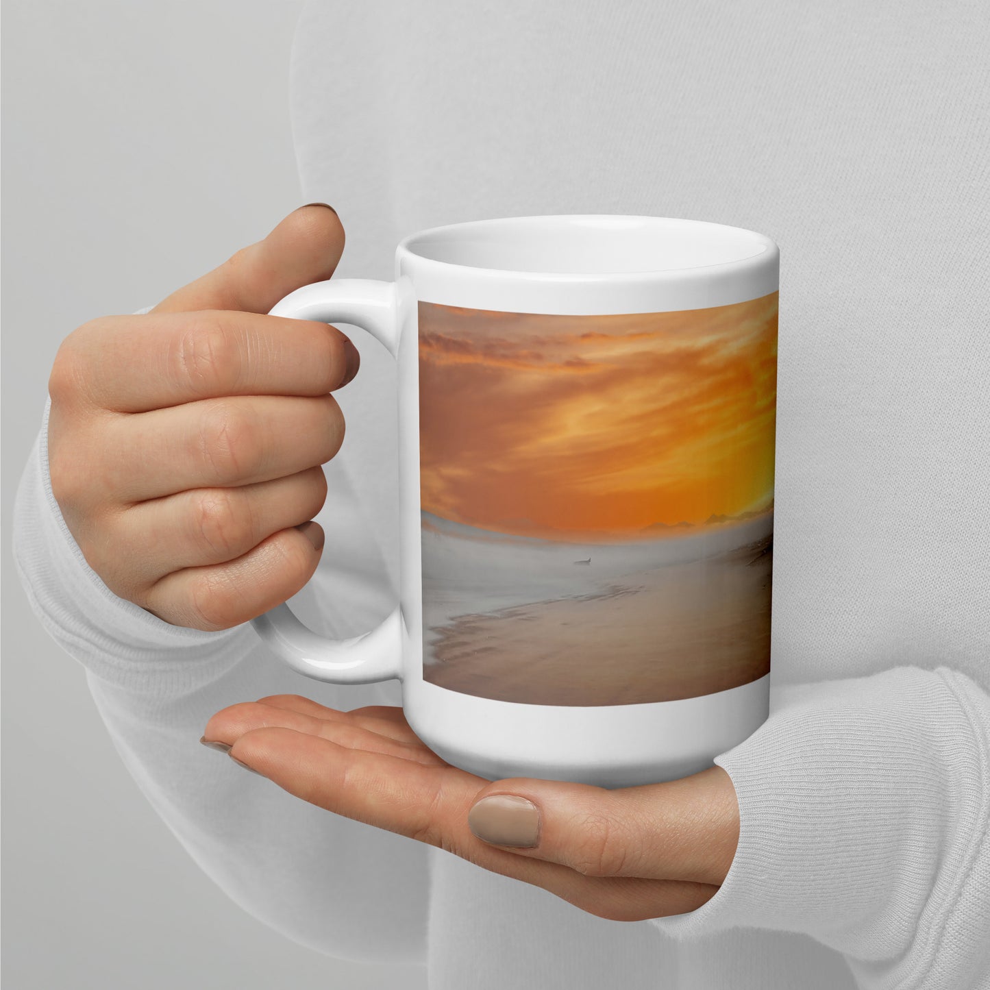 Beach Sunset White Glossy Coffee Mug