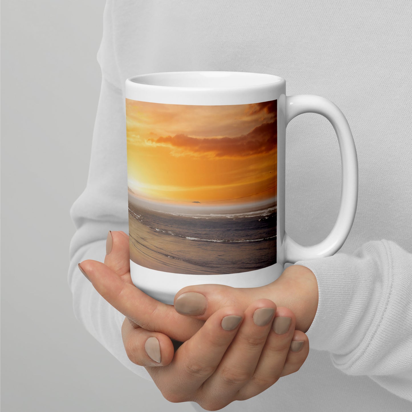 Beach Sunset White Glossy Coffee Mug