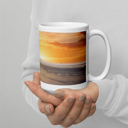 Beach Sunset White Glossy Coffee Mug