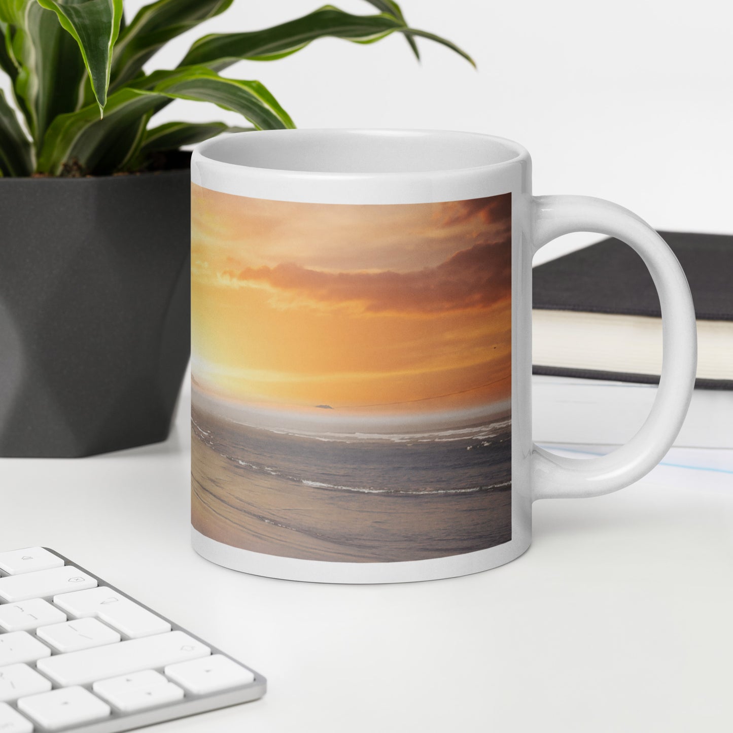 Beach Sunset White Glossy Coffee Mug